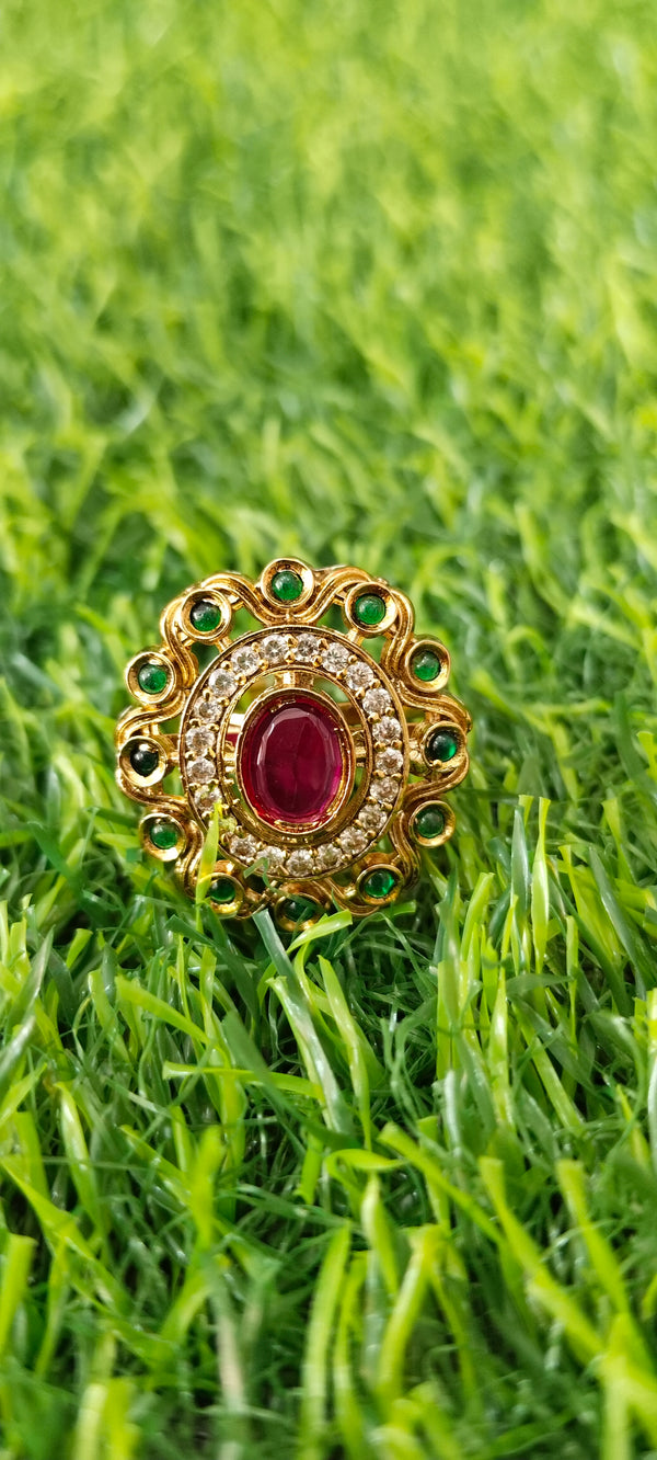 One Gram Gold cz stone Adjustable Finger Ring