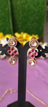 Rose Gold Moissanite Kundan with Pink Stone