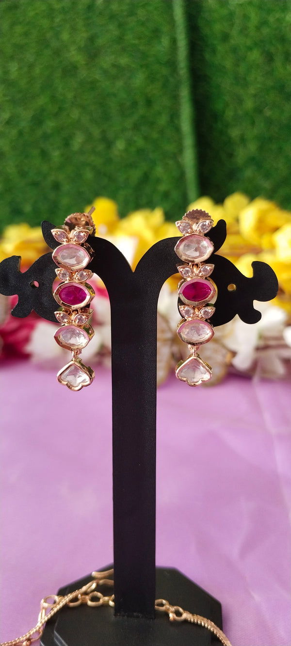 Rose gold Luxury Moissanite Multi-Colour Kundan Necklace