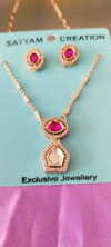 Elegant Moissanite Kundan Pendant & Earring Set –Rose Gold Finish