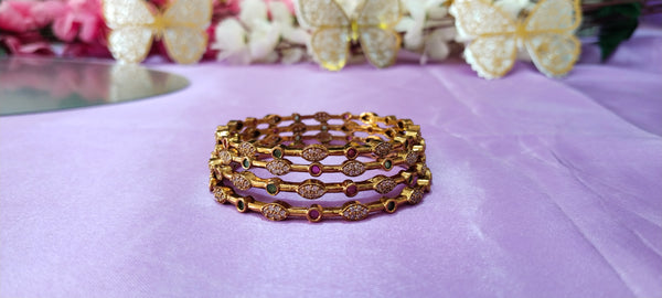 Premium 1-Gram Gold Bangles Antique Finish