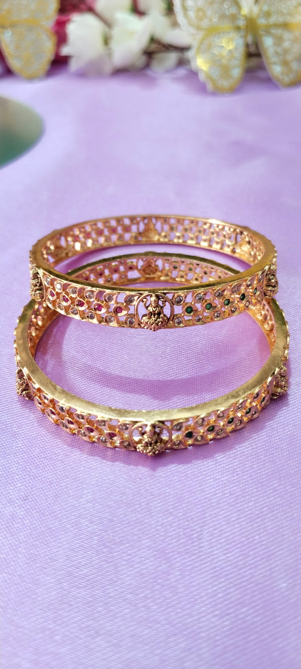 Divine Lakshmi Devi Temple Bangles – Premium Gold Plating