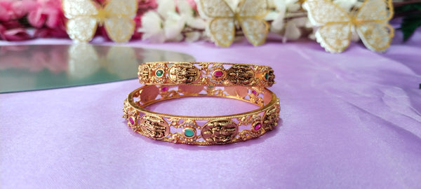 Antique Finish Rama Laxman Seetha Gold Bangles – Festive Wear