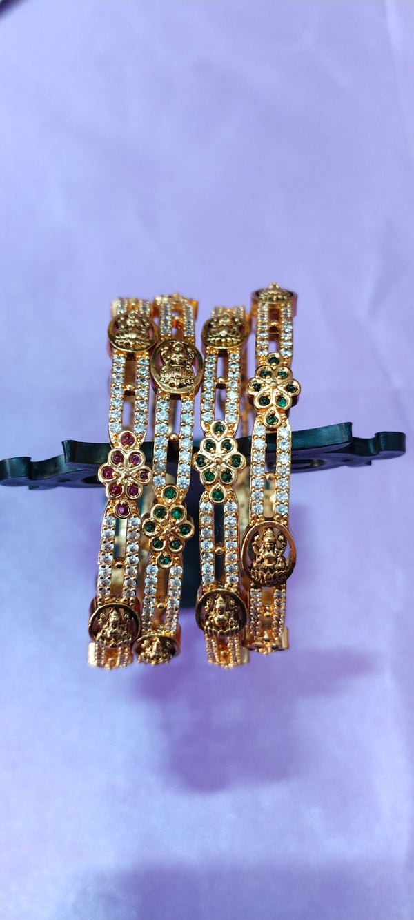 Antique Lakshmi Devi Bangles with Intricate Floral Motifs