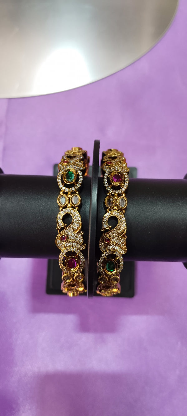 Antique Elephant Motif Gold Plated Bangles for Women size : 2/8