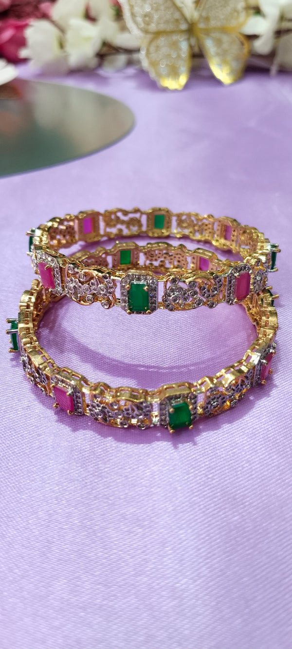 Premium AD Stone Gold-Plated Bangles for Women size : 2/6