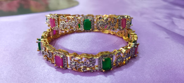 Premium AD Stone Gold-Plated Bangles for Women size : 2/6