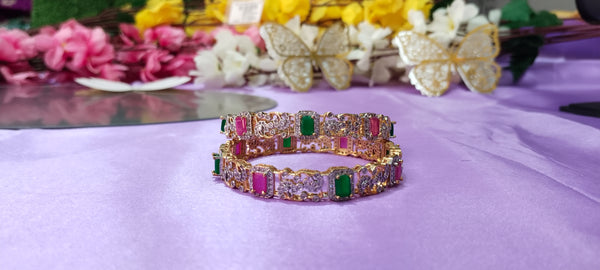 Premium AD Stone Gold-Plated Bangles for Women size : 2/6