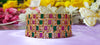 Antique Gold-Plated Floral Bangles – Pink & Green Accents