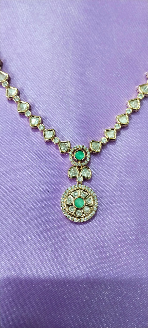 Rose gold Luxury Moissanite Multi-Colour Kundan Necklace jewelry