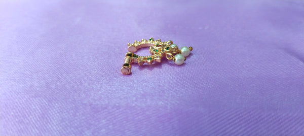 Flower Design CZ Stones Nosepin