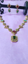 Victorian Multi colour A.D Diamond necklace with matching earrings