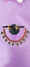 Premium Victorian necklace red & green stone with matching earrings