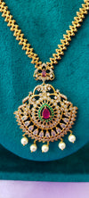 Premium Golden Kundan pendant with matching earrings