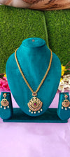 Premium Golden Kundan pendant with matching earrings
