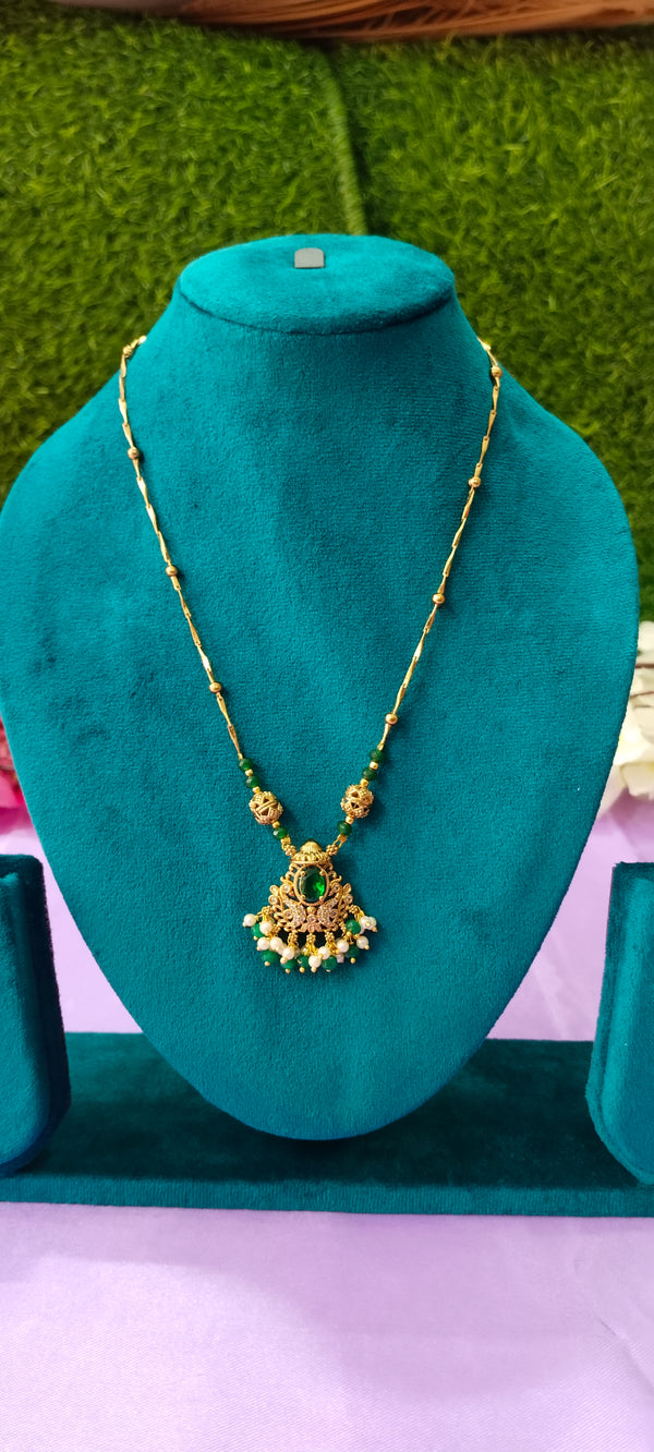 Nakshi balls green stone with gold plated pendant with no earrings