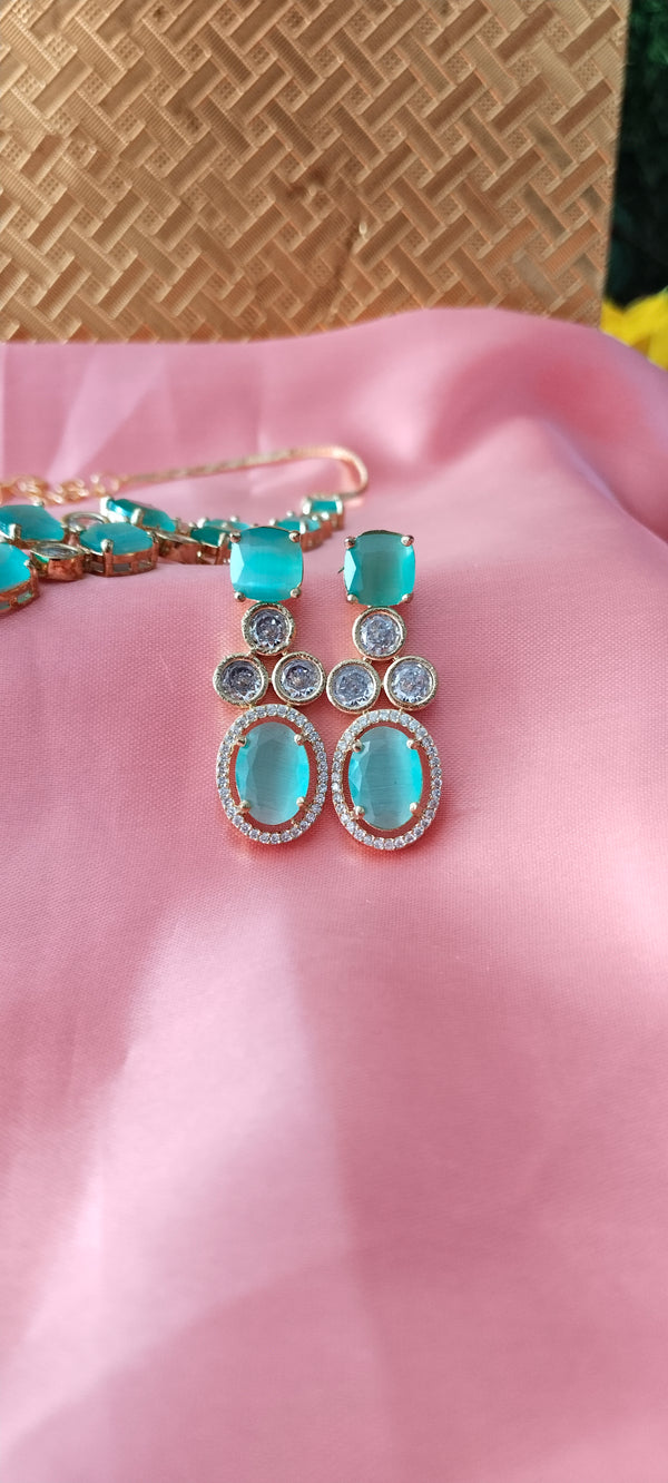 Stunning Green Stone Silver Necklace For Women