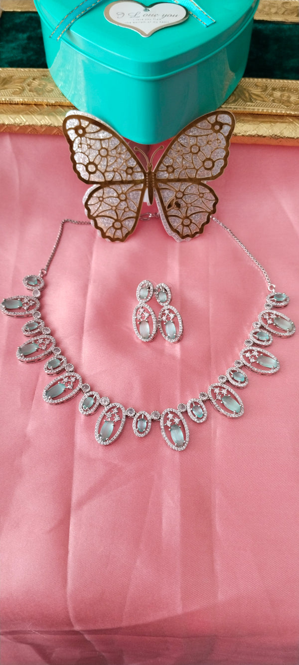 Stunning sparkle stylish american diamond necklace