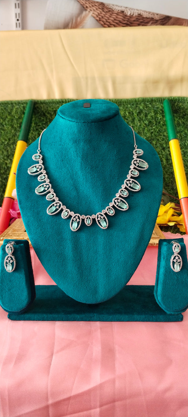 Stunning sparkle stylish american diamond necklace