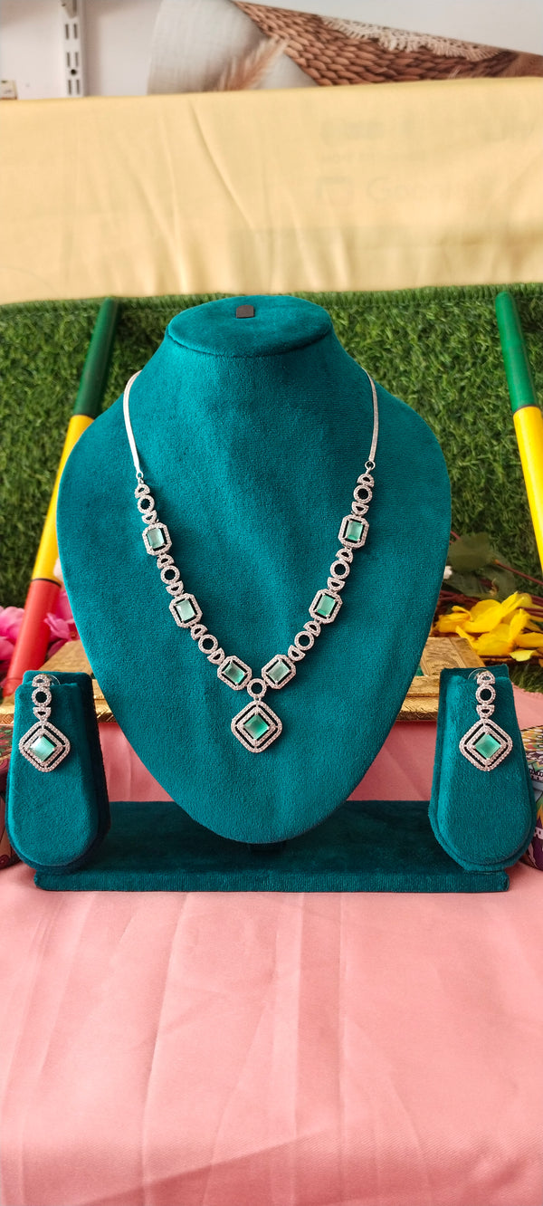 Studded with high-quality American Diamonds for brilliant sparkle necklace