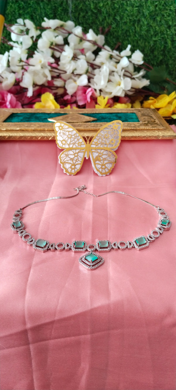 Studded with high-quality American Diamonds for brilliant sparkle necklace