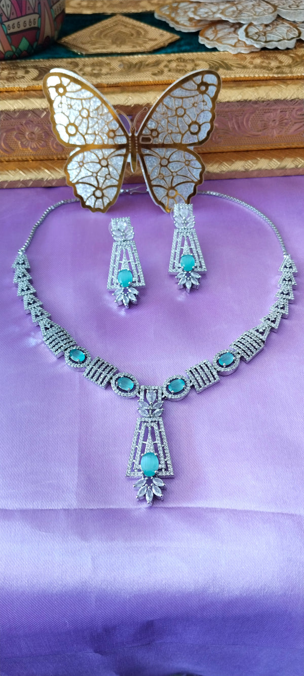 Stunning American Diamond Rich floral elegant modern design necklace