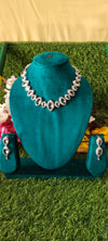 High - Quality Silver A.D with white colour necklace with matching earrings