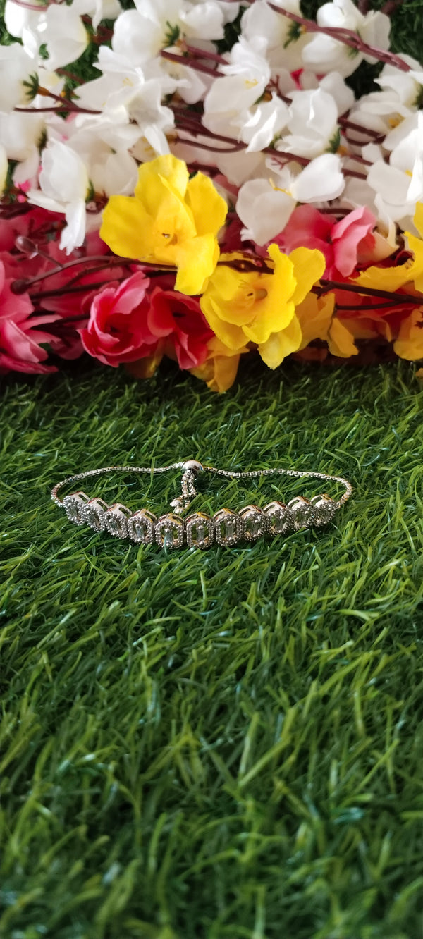 Premium Silver A.D Bracelet white stone
