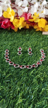 Cz ring design necklace pink colour with matching earrings