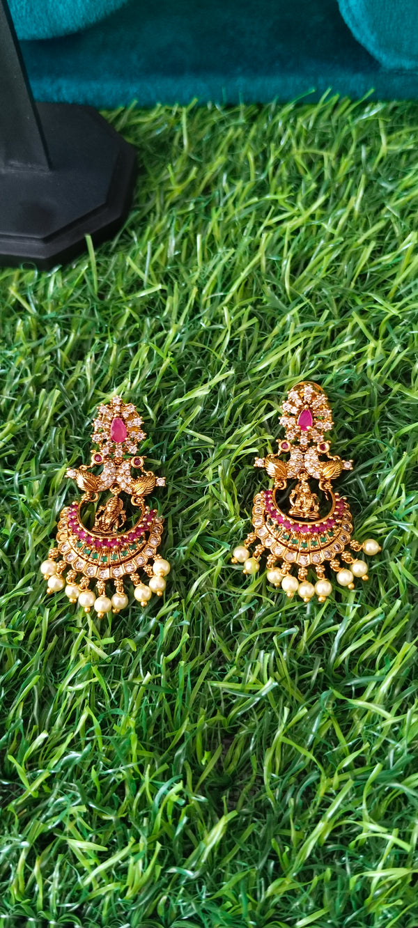 Gold Plated Peacock Chand Bali Earrings