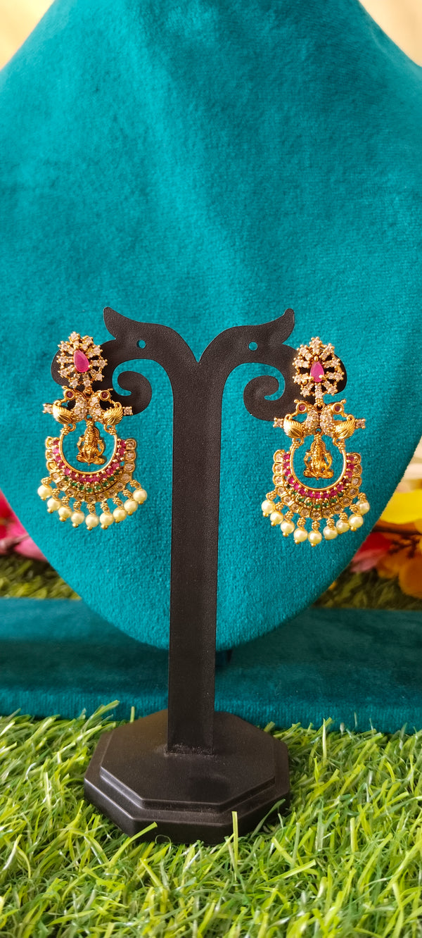 Gold Plated Peacock Chand Bali Earrings
