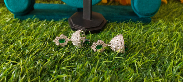A.D Silver Green Colour high-quality Earrings