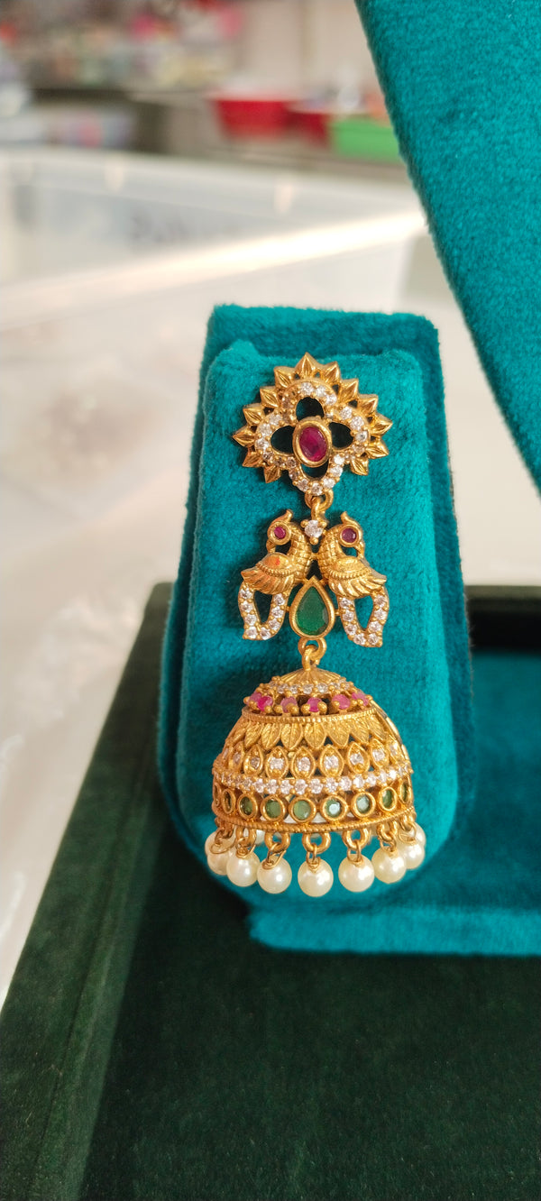 Peacock gold plated earrings