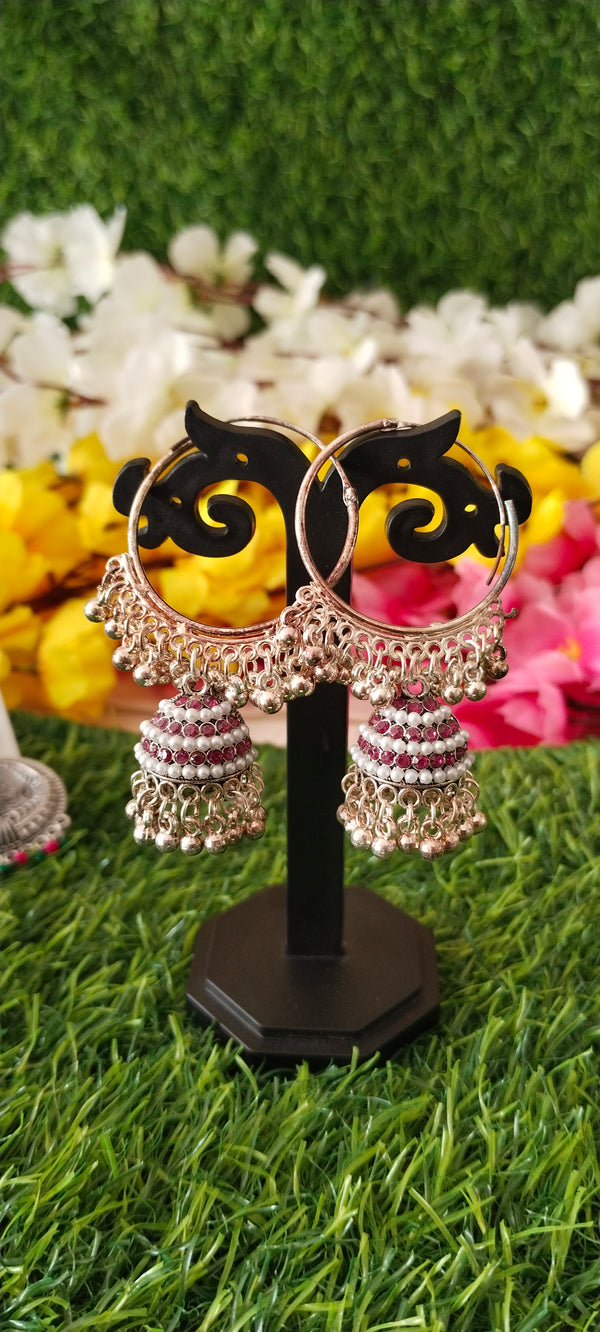 Antique oxidized finish fashion butta earrings