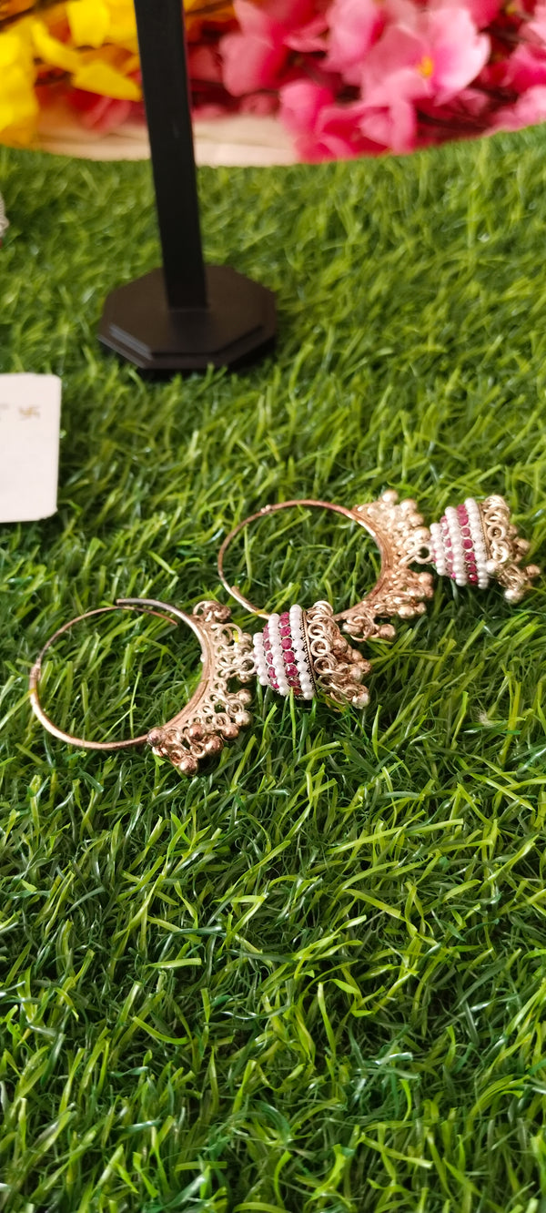 Antique oxidized finish fashion butta earrings