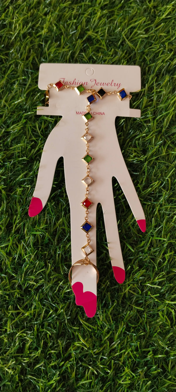 Elegant bracelet and ring combo connected with a stylish chain